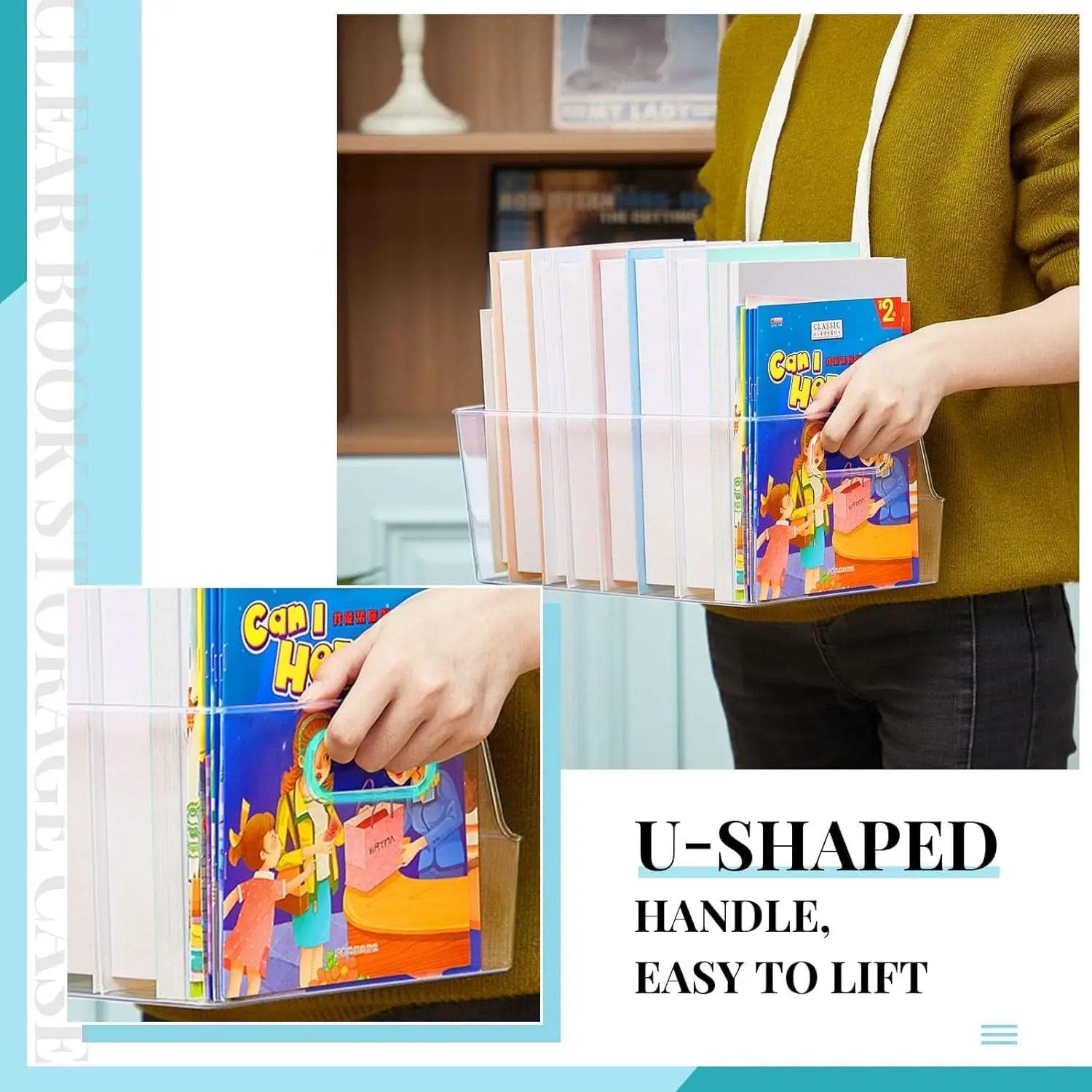 4 Pack Clear Large Book Display Case 13 X 8.5 X 5.9 Inch Stackable With Handle from PriceLows™
