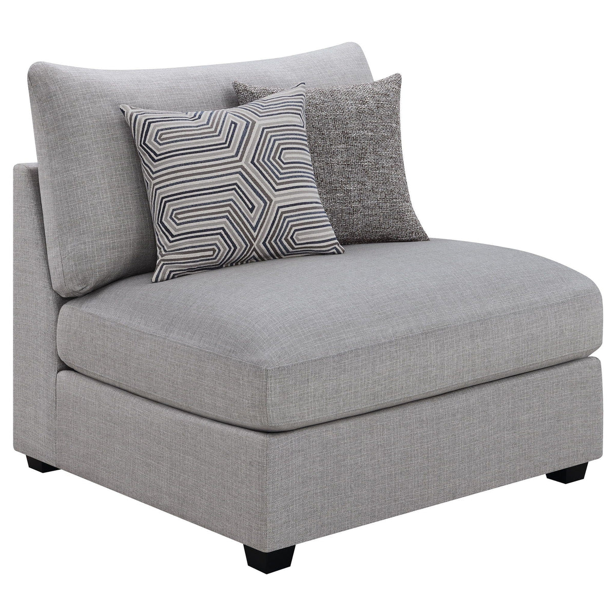 Cambria Upholstered Armless Chair | 39 x 39 x 38 in | Solid Wood & Fabric | Grey