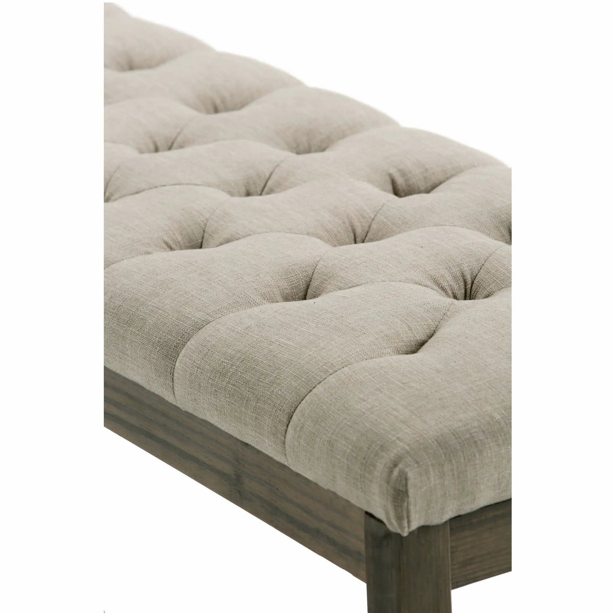 Waverly Upholstered Ottoman Bench | Tufting Detail | Carved Legs | Solid Wood Frame