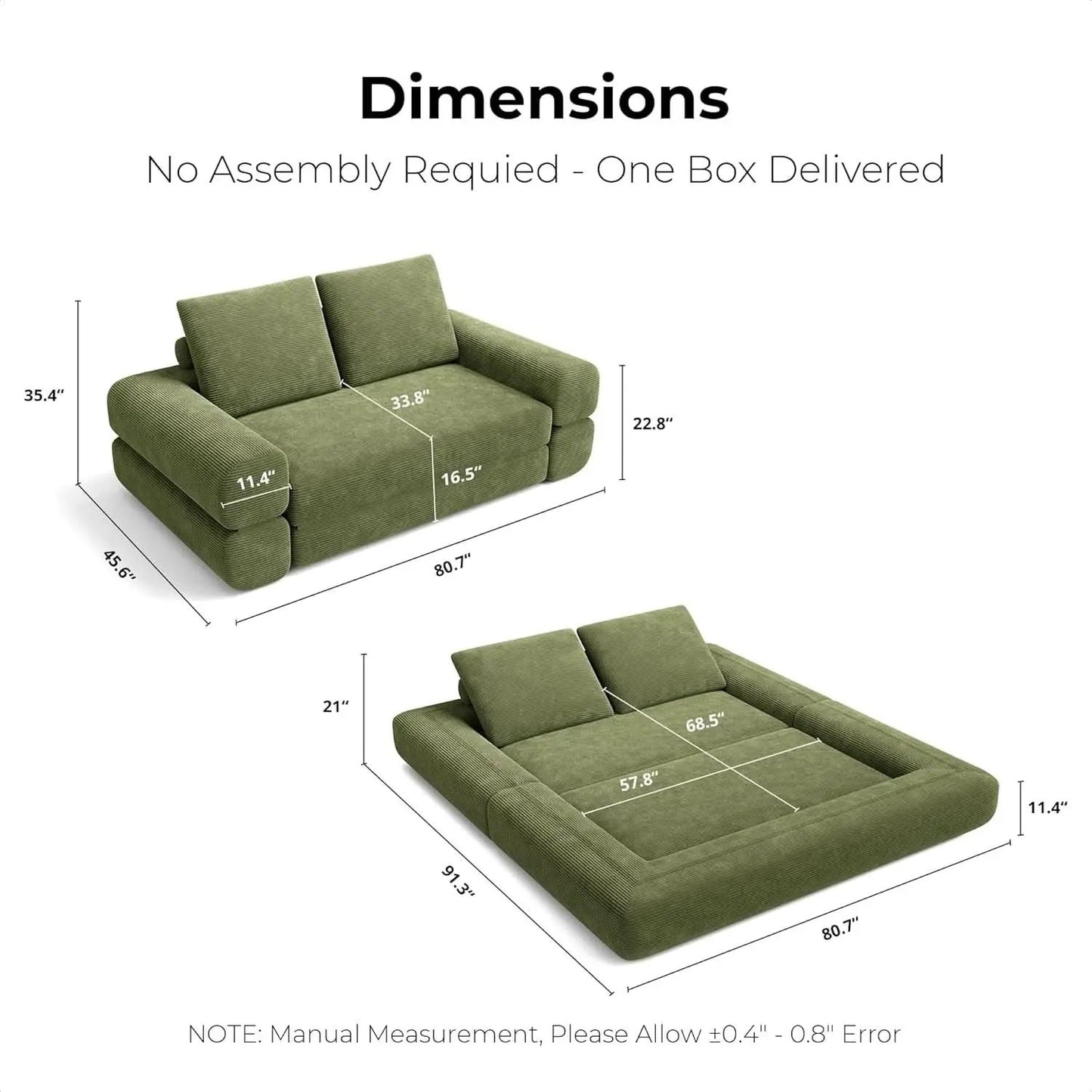 Green ThreeInOne Convertible Sleeper Sofa Bed Studio from PriceLows™