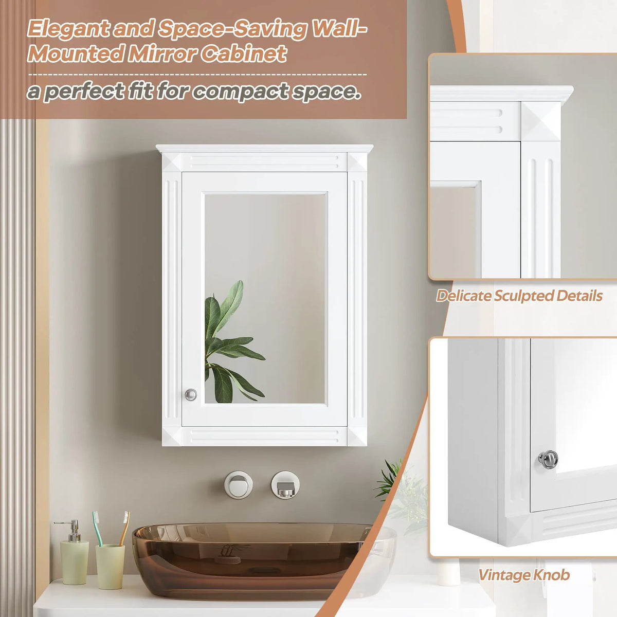 Over-Toilet Medicine Cabinet | Wall Mounted | Full-Length Mirror | Height-Adjustable Shelf