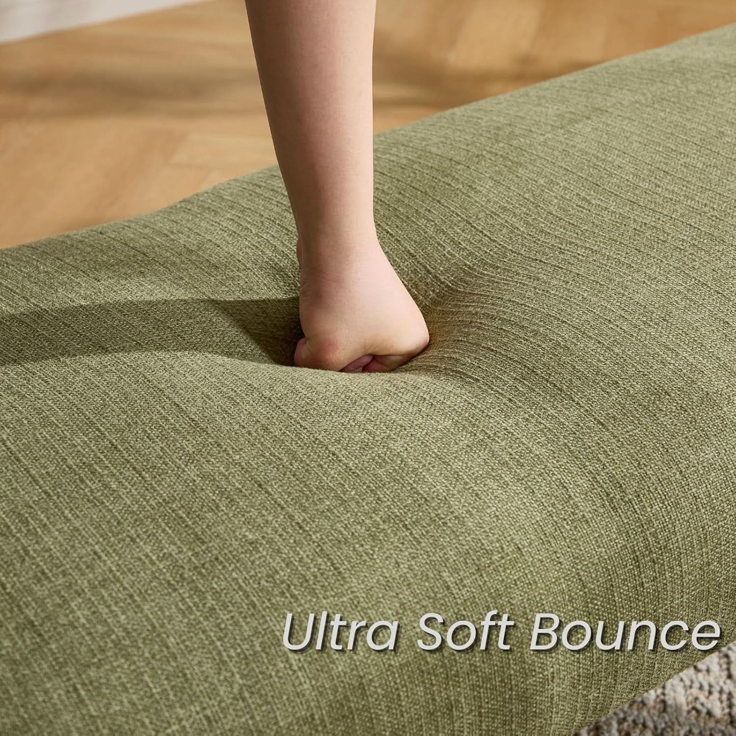 51 Inches Wide Linen Textured Emerald Ottoman Bench from PriceLows™