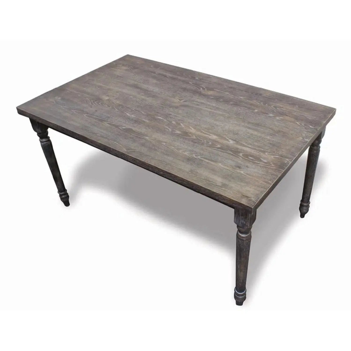 Rectangular Dining Table | Weathered Grey Finish | Four Leg Base | Seats Six