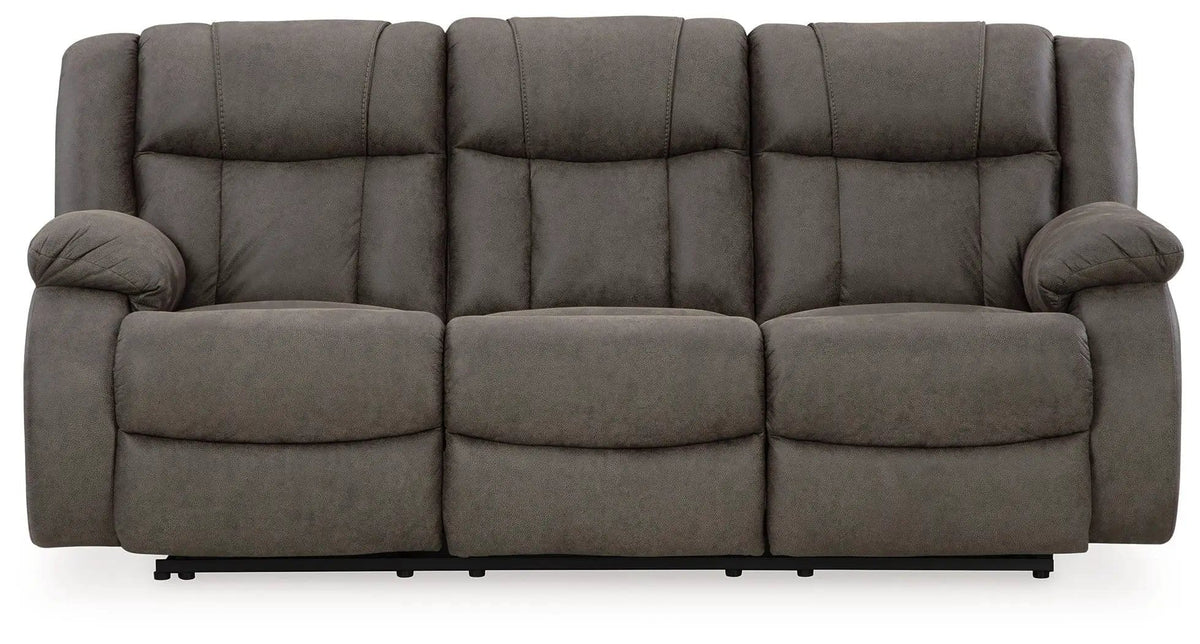 First Base Reclining Sofa | 86 x 40 x 41 in | Metal | Gunmetal