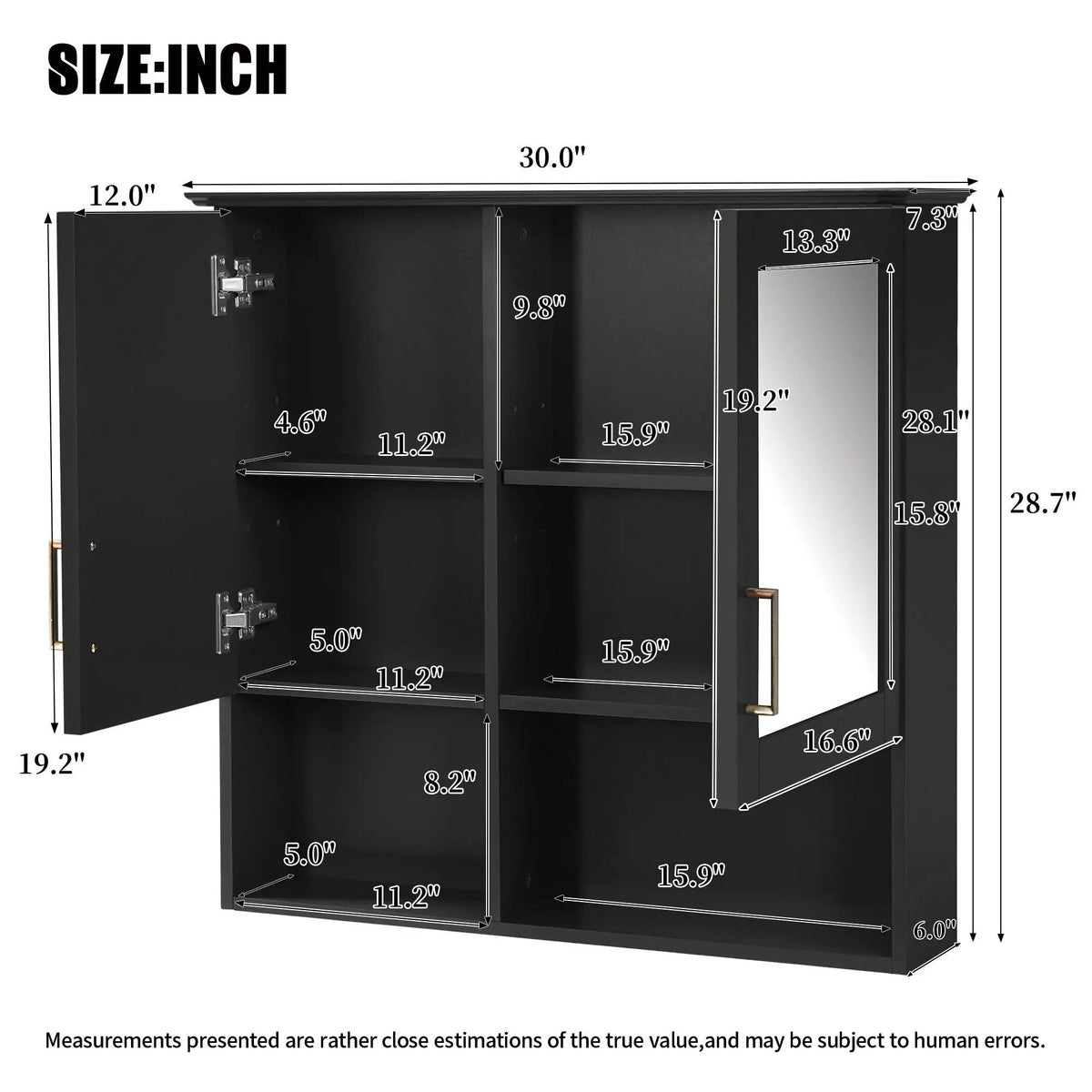 Wall Mounted Mirror Cabinet | Soft Close | Adjustable Shelves | HD Mirror