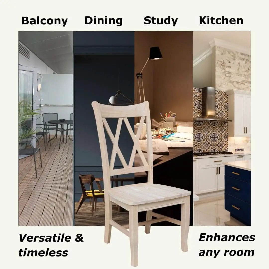 Two Unfinished Parawood Dining Chairs With X Back from PriceLows™