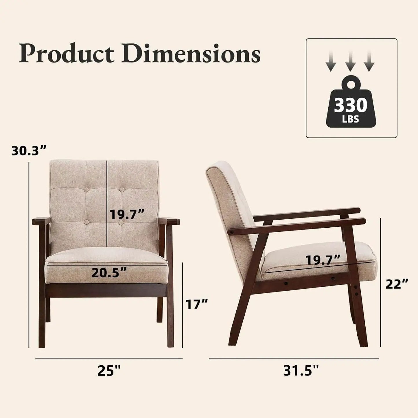 Mid-Century Fabric Upholstered Armchair Set Of Two from PriceLows™