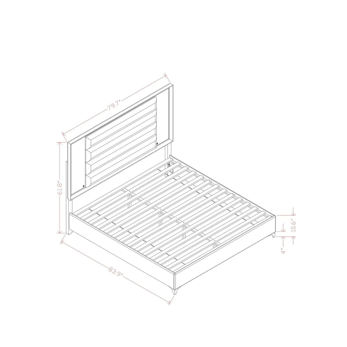 Star Bed With LED Modern Design | 2 Pieces | Solid Wood | Bedroom