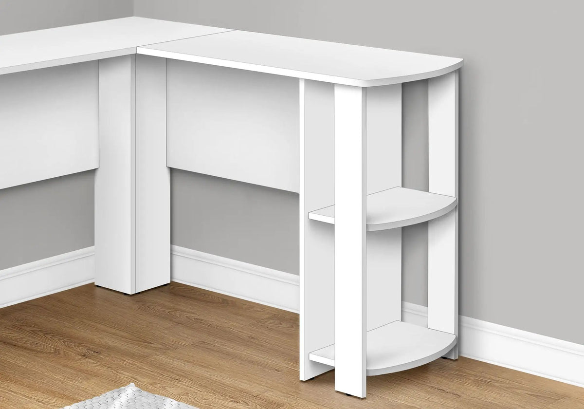Wood-Look L-Shaped Desk | 47 Inch Width | Open And Closed Right Storage | Space Efficient Corner Design