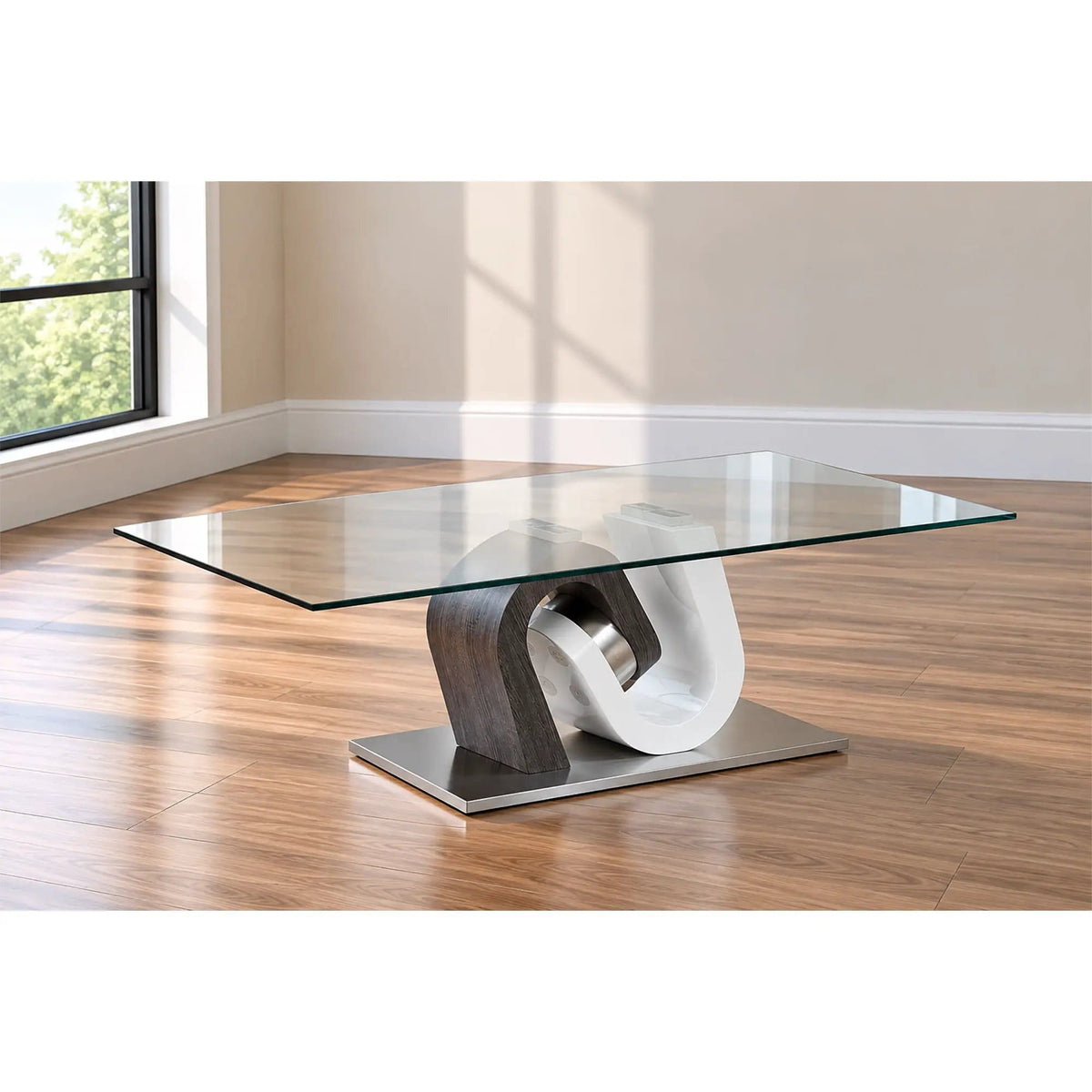 Rocky Table, Elegant Design | 2 Pieces | Solid Wood & Tempered Glass | Living Room