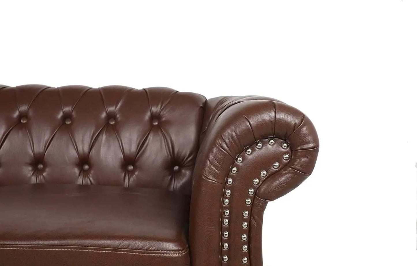 PU Brown Leather Modular Sectional Sofa Tufted Cushions from PriceLows™