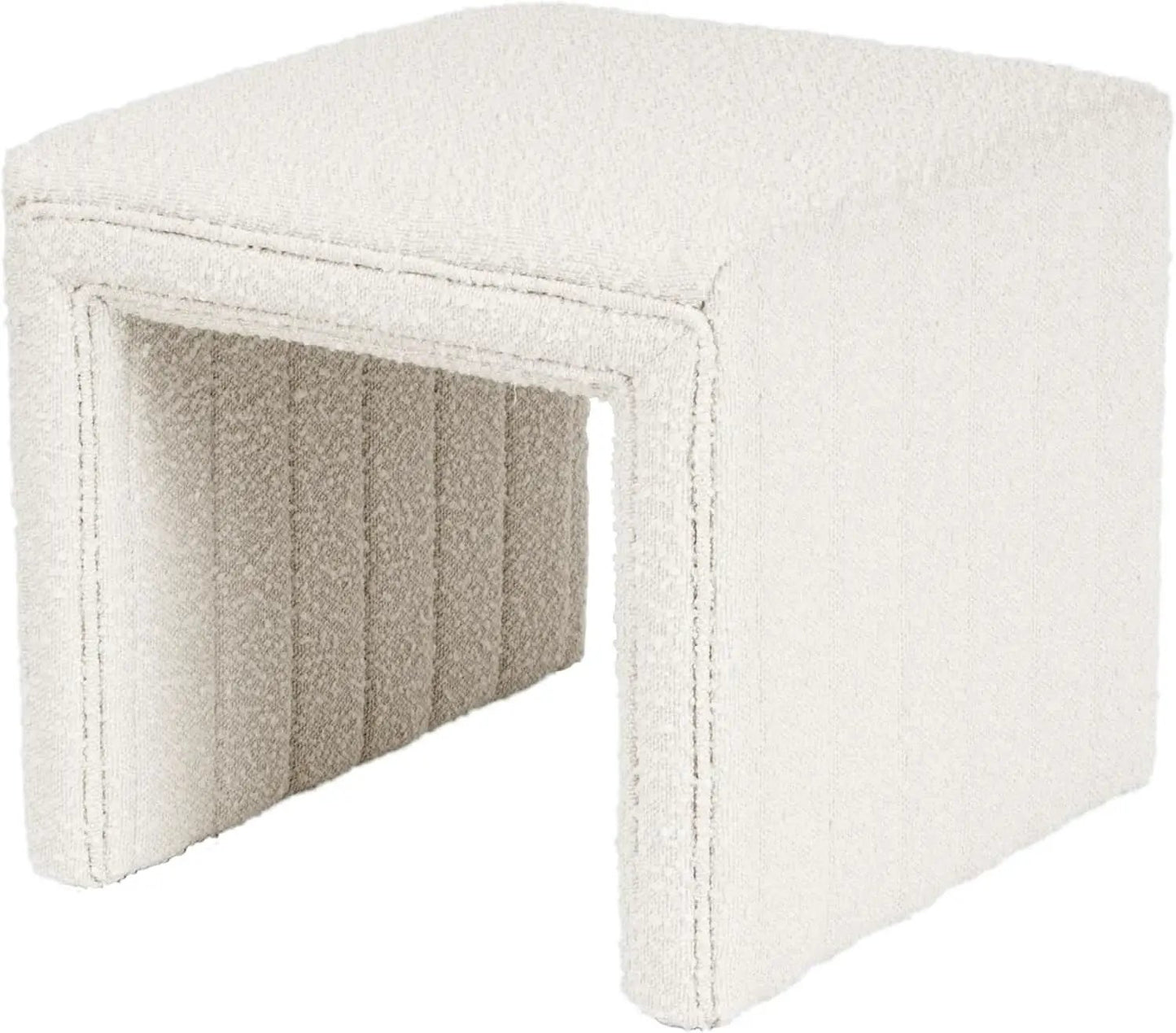 Cream Soft Boucle Upholstered Ottoman Footrest 18 Inches from PriceLows™