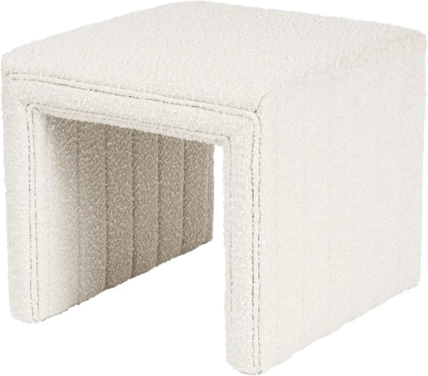 Cream Soft Boucle Upholstered Ottoman Footrest 18 Inches from PriceLows™