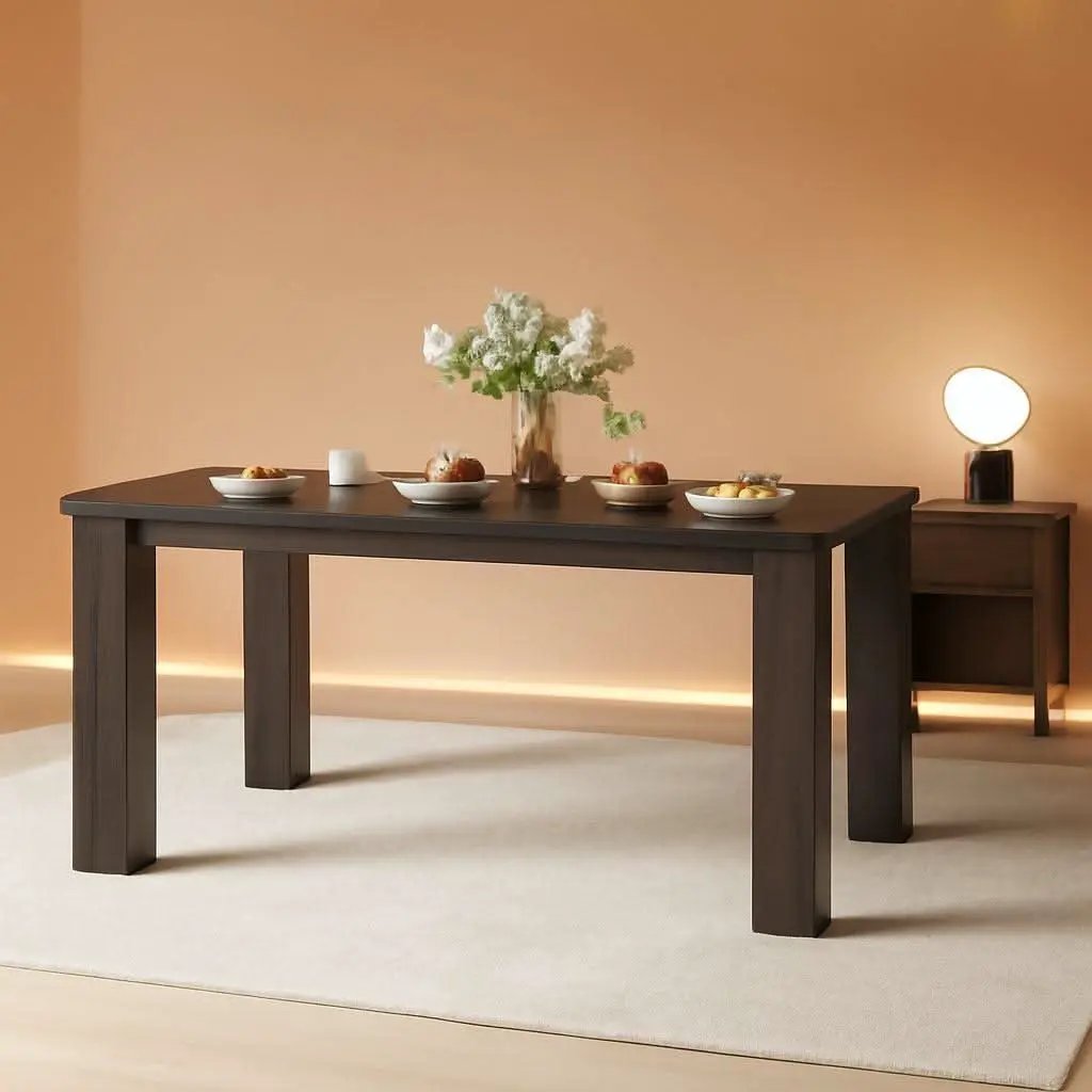 63 Inch Black Rectangular Dining Table Industrial Sturdy from PriceLows™