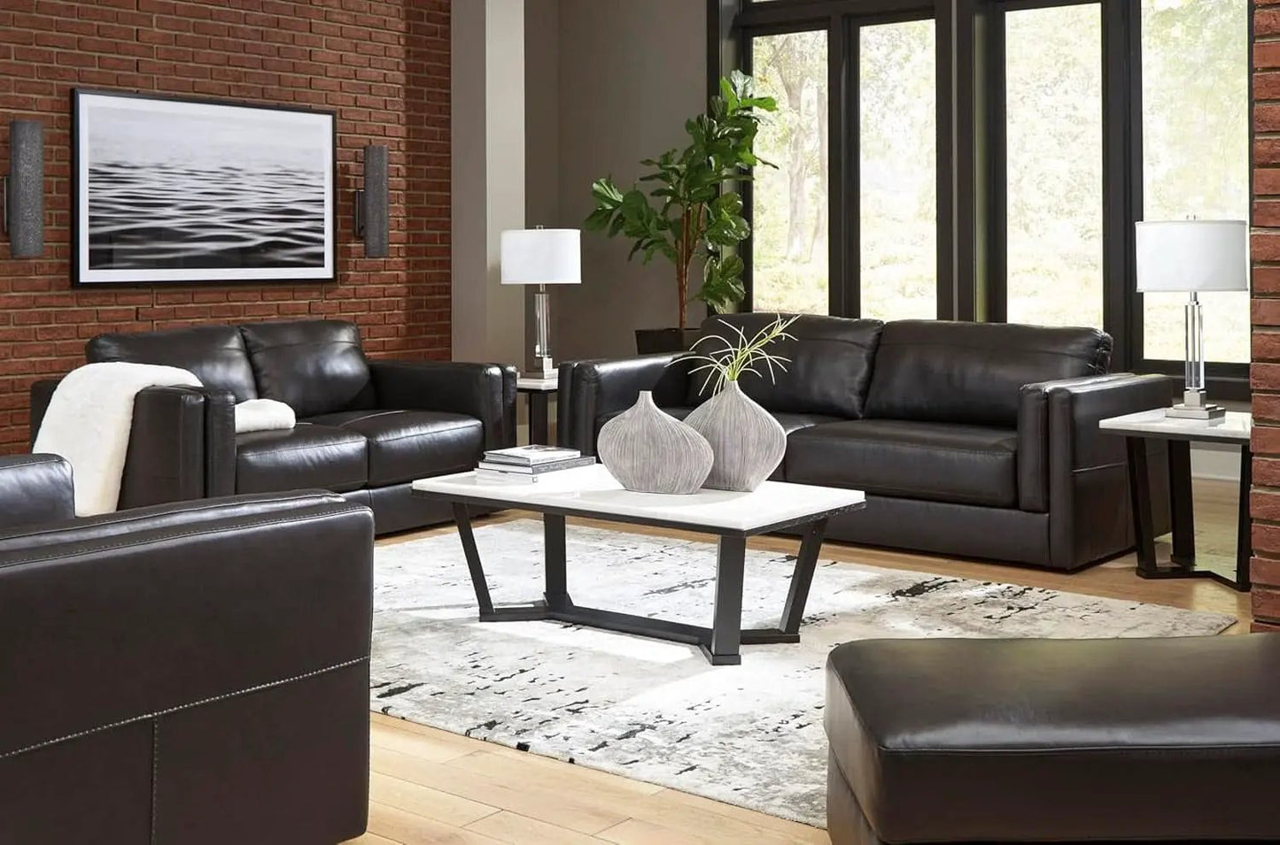 Contemporary Black Cushioned Rectangular Ottoman Finish from PriceLows™