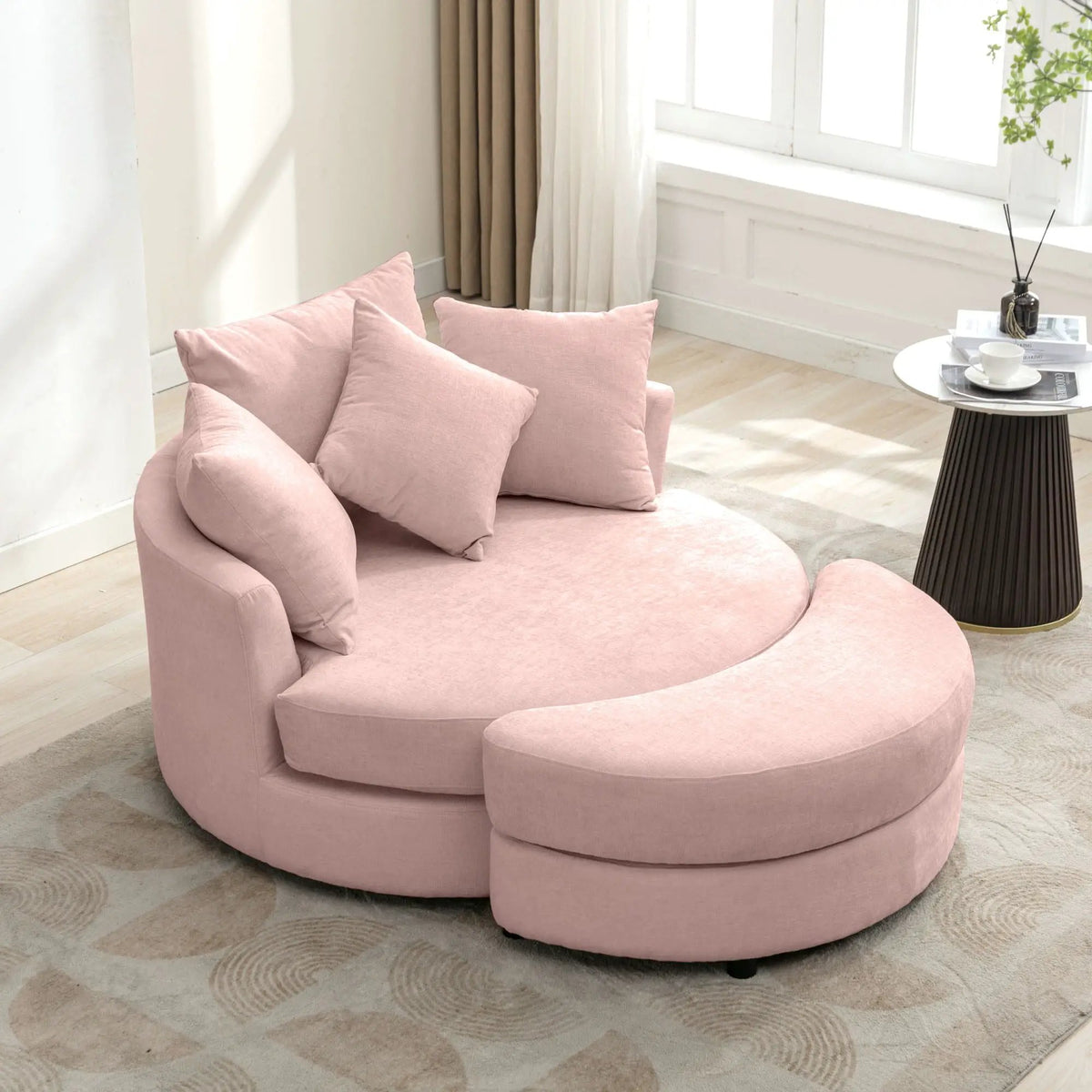 Swivel Accent Chair | 360 Degree Rotation | Ergonomic Padded Seat | Round Frame