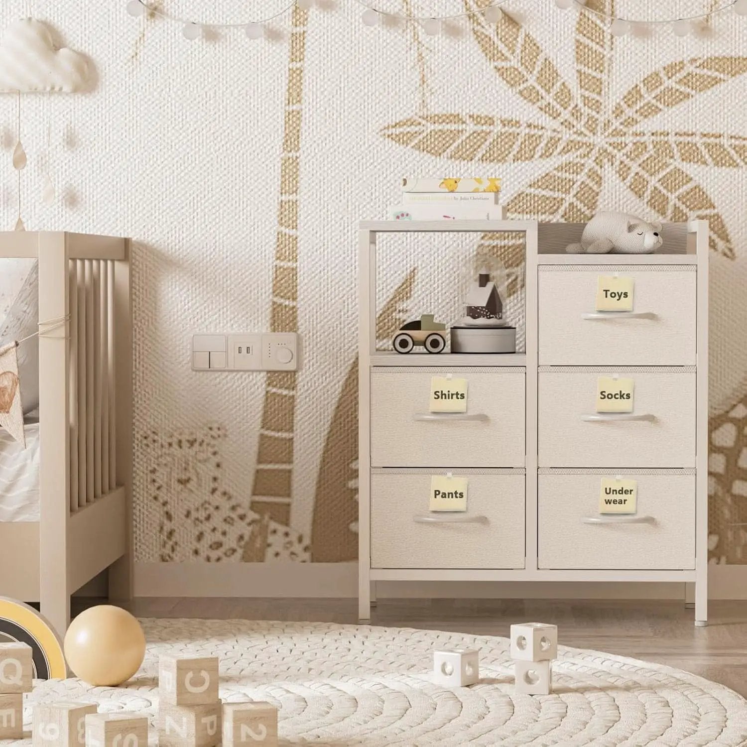 White 5 Drawer Dresser With Metal Frame Bedroom Storage from PriceLows™