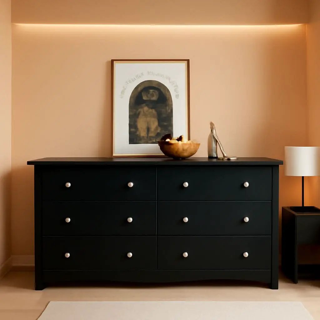 Solid Wood Black Dresser With Six Drawers Contemporary from PriceLows™
