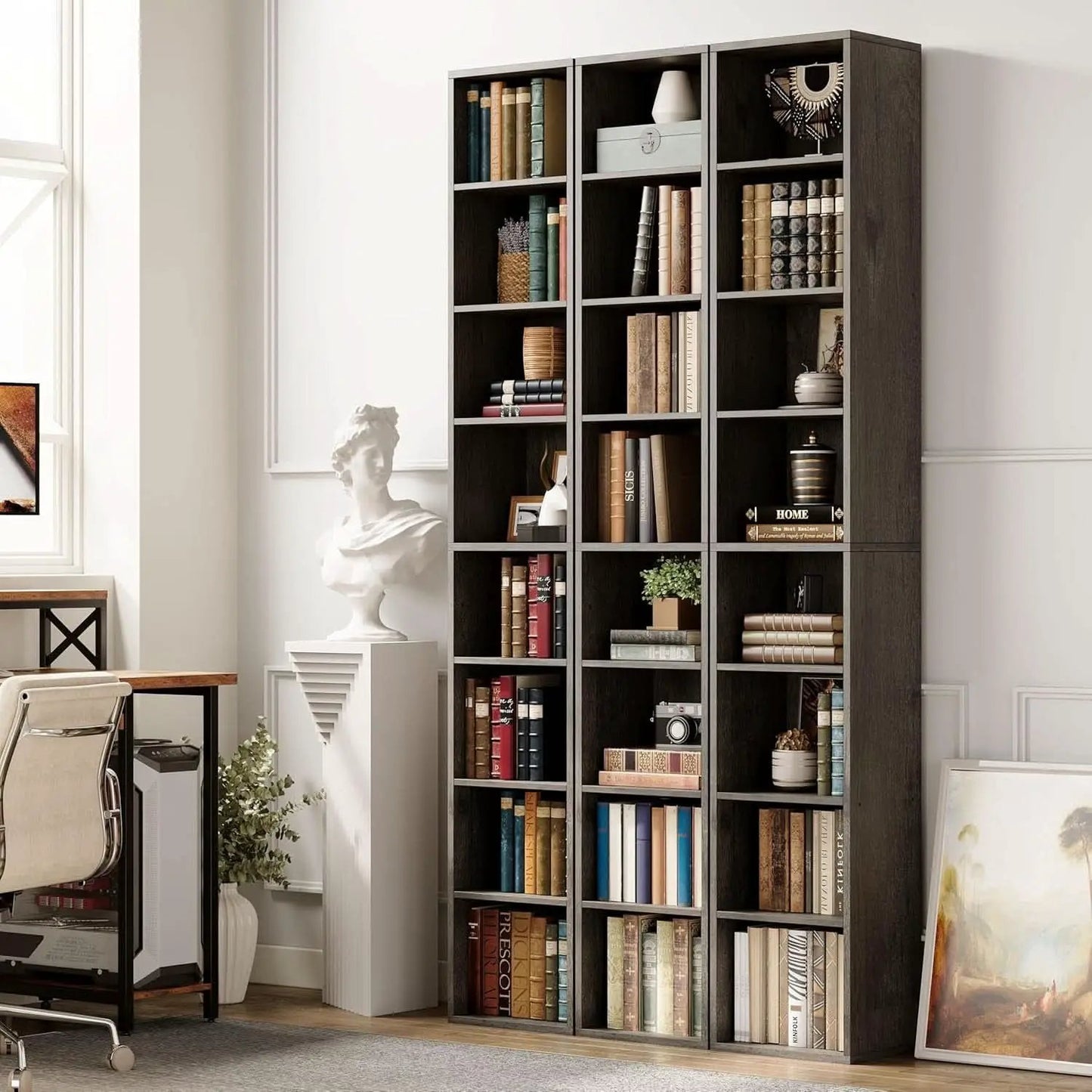 Tall Narrow 8 Tier Corner Bookshelf For Living Room from PriceLows™