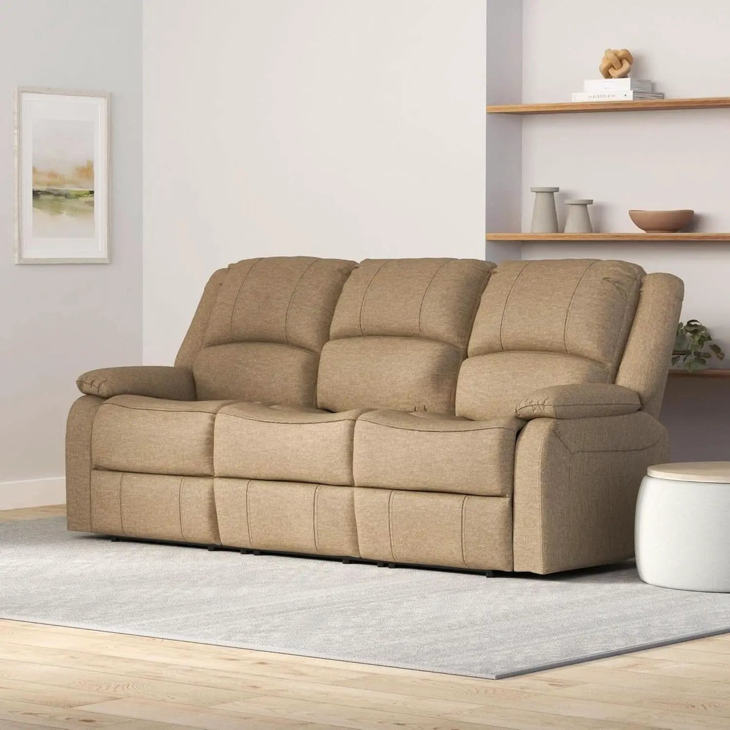 Charles 80In Triple Recliner RV Sofa Oatmeal Zero Wall from PriceLows™