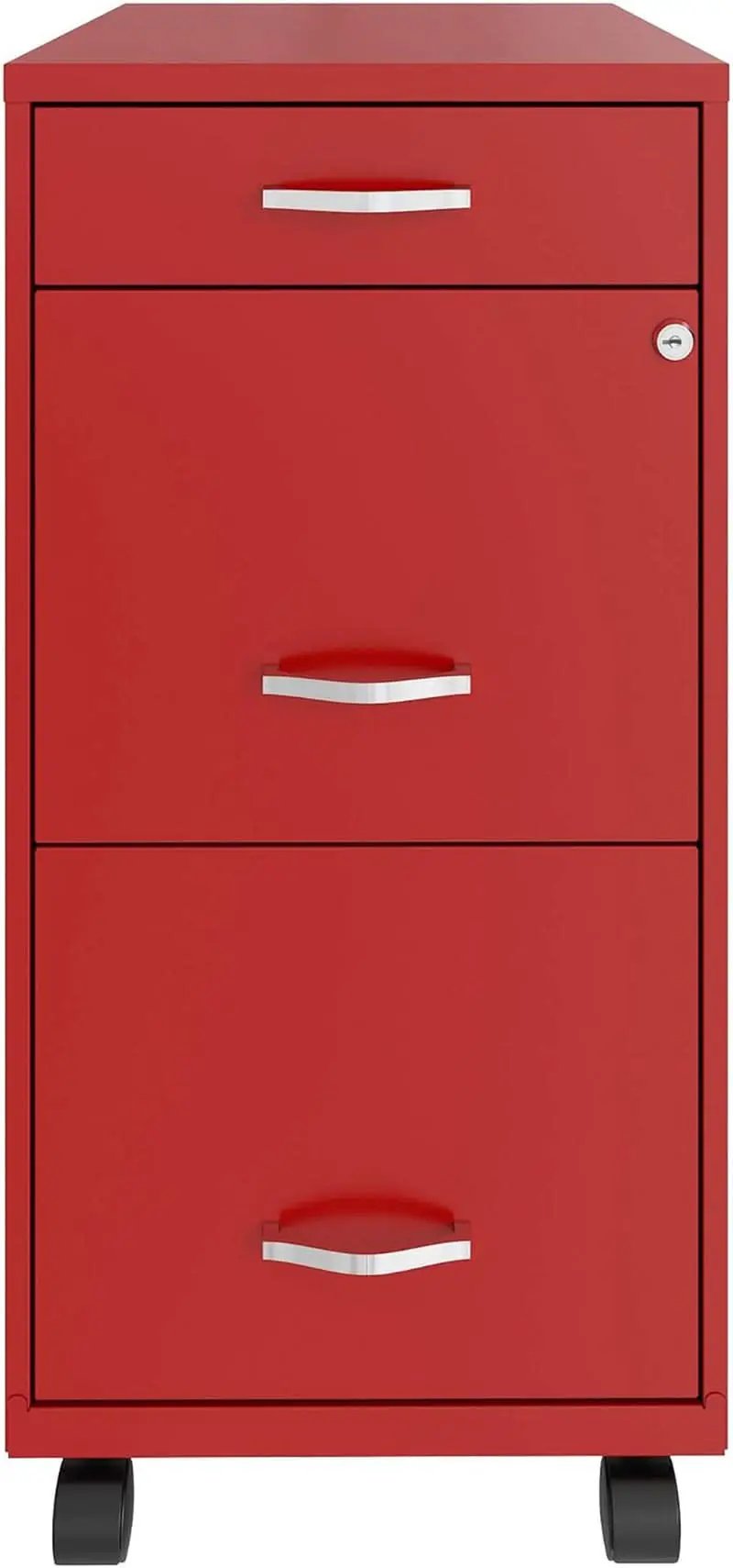 Red Mobile Box File Cabinet 3 Drawer Locking Office Storage from PriceLows™