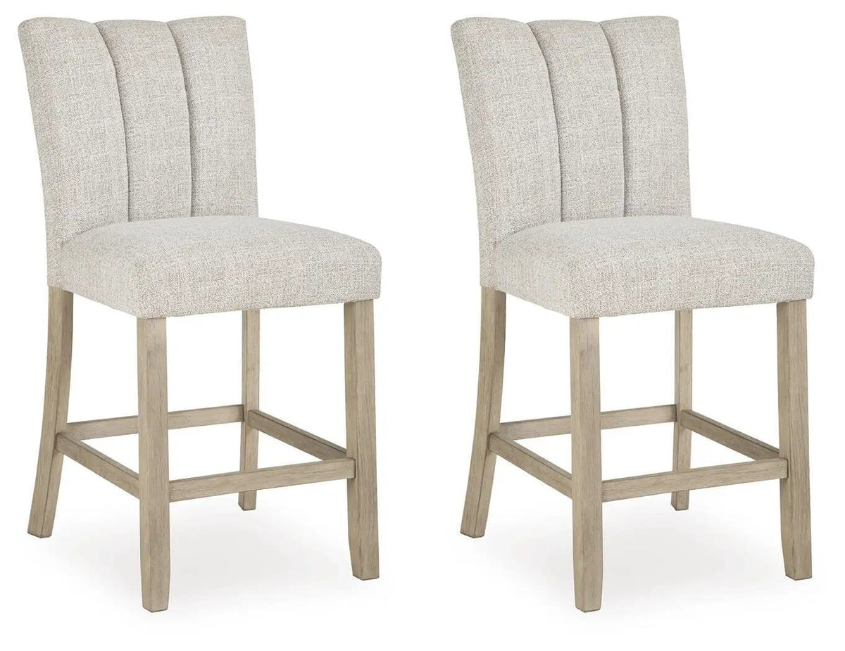 Larawyn Upholstered Barstool (Set of 2) | 19 x 24.13 x 39.75 in | Solid Wood & Fabric | Bisque