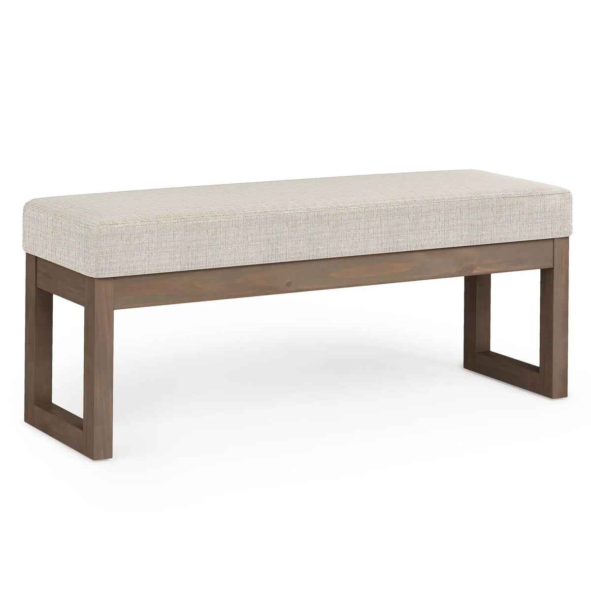Milltown Upholstered Ottoman Bench | Driftwood Solid Wood Base | Versatile Design | 44.5 Inch Width