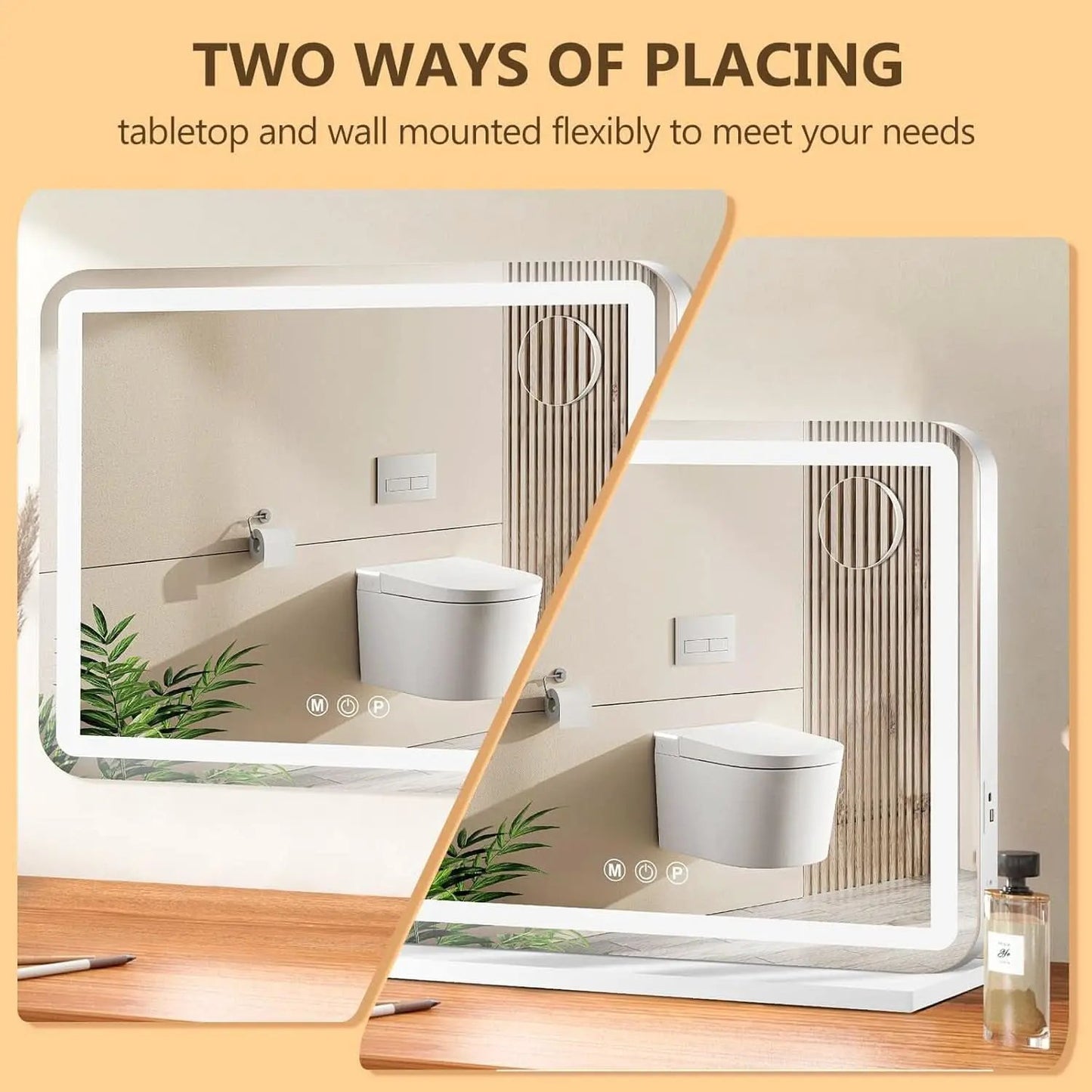23x18 Inch Vanity Mirror With LED Three Color Dimmable Lights from PriceLows™