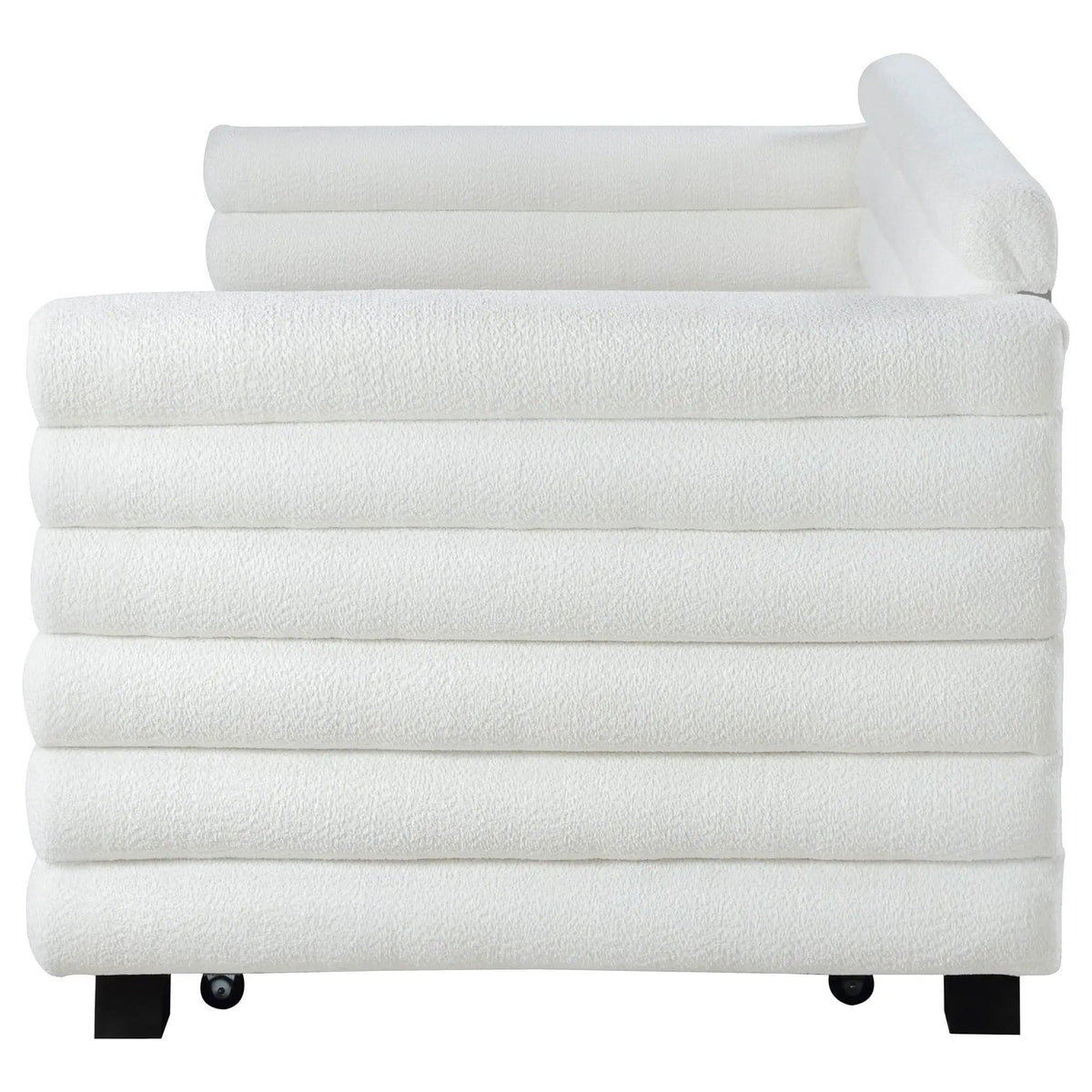 Patricia Boucle Upholstered Twin Day Bed with Trundle Daybed | 88 x 43.75 x 36.5 in | Boucle | White