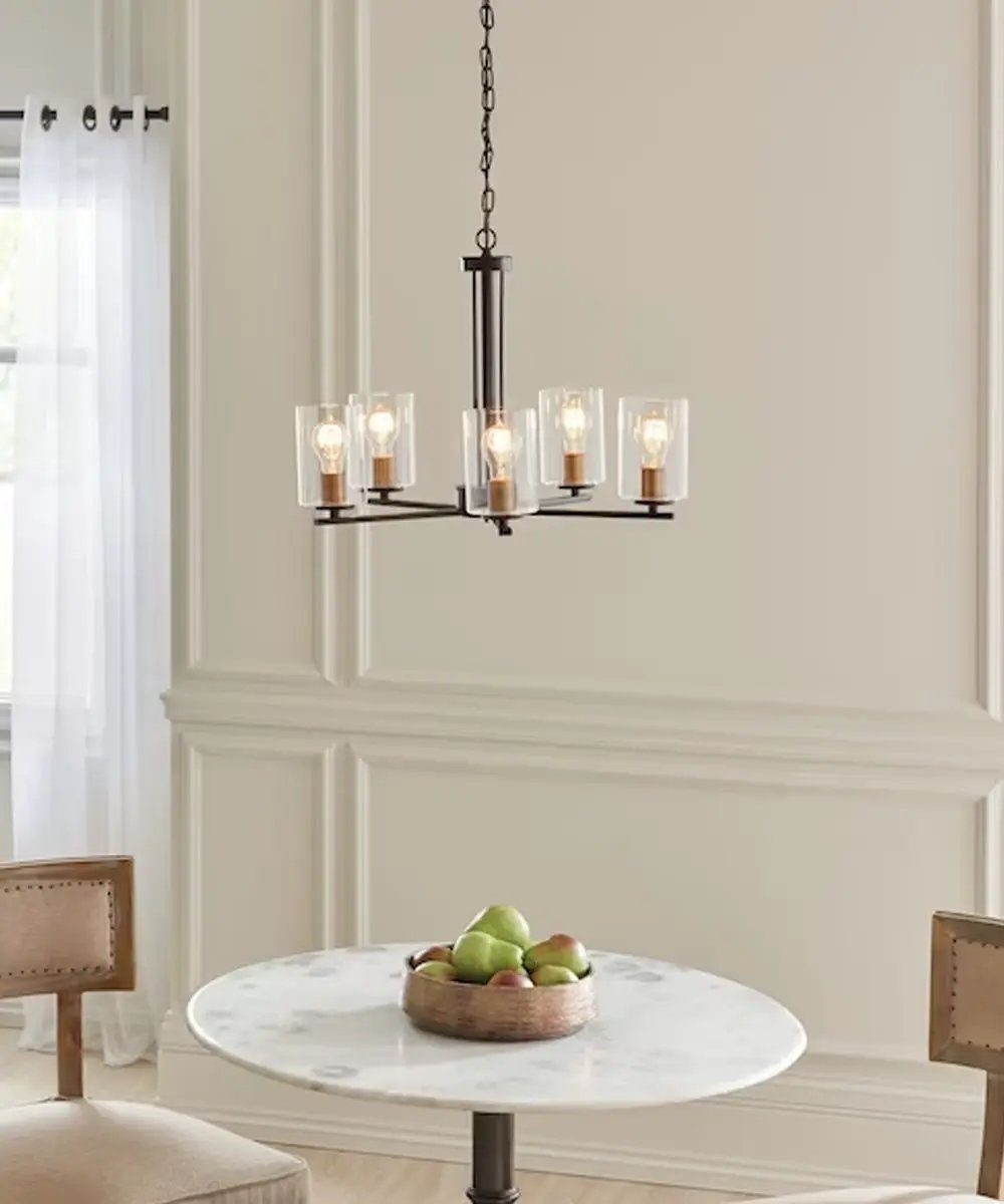 Chandelier | 5-Light | Olde Bronze Finish | Clear Glass