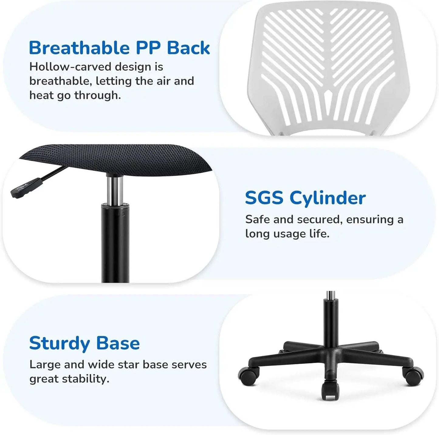 Dark Gray Ergonomic Adjustable Desk Chair Lumbar Support from PriceLows™
