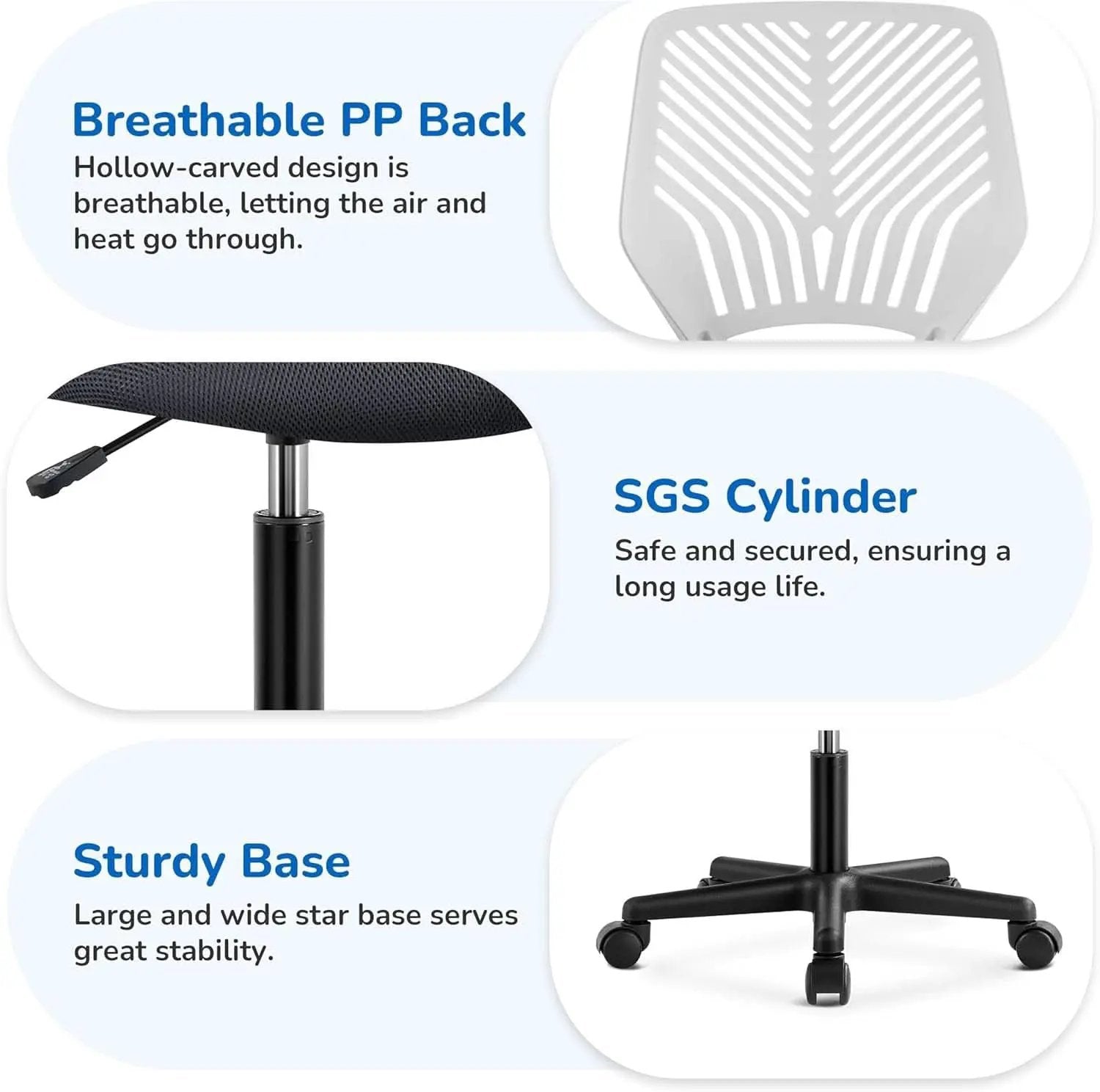 Dark Gray Ergonomic Adjustable Desk Chair Lumbar Support from PriceLows™