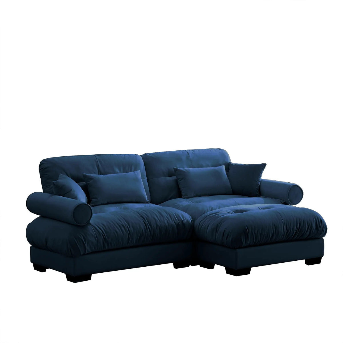 Modular Sectional Sofa | Deep Comfort Cushions | Vintage Fabric Ottoman