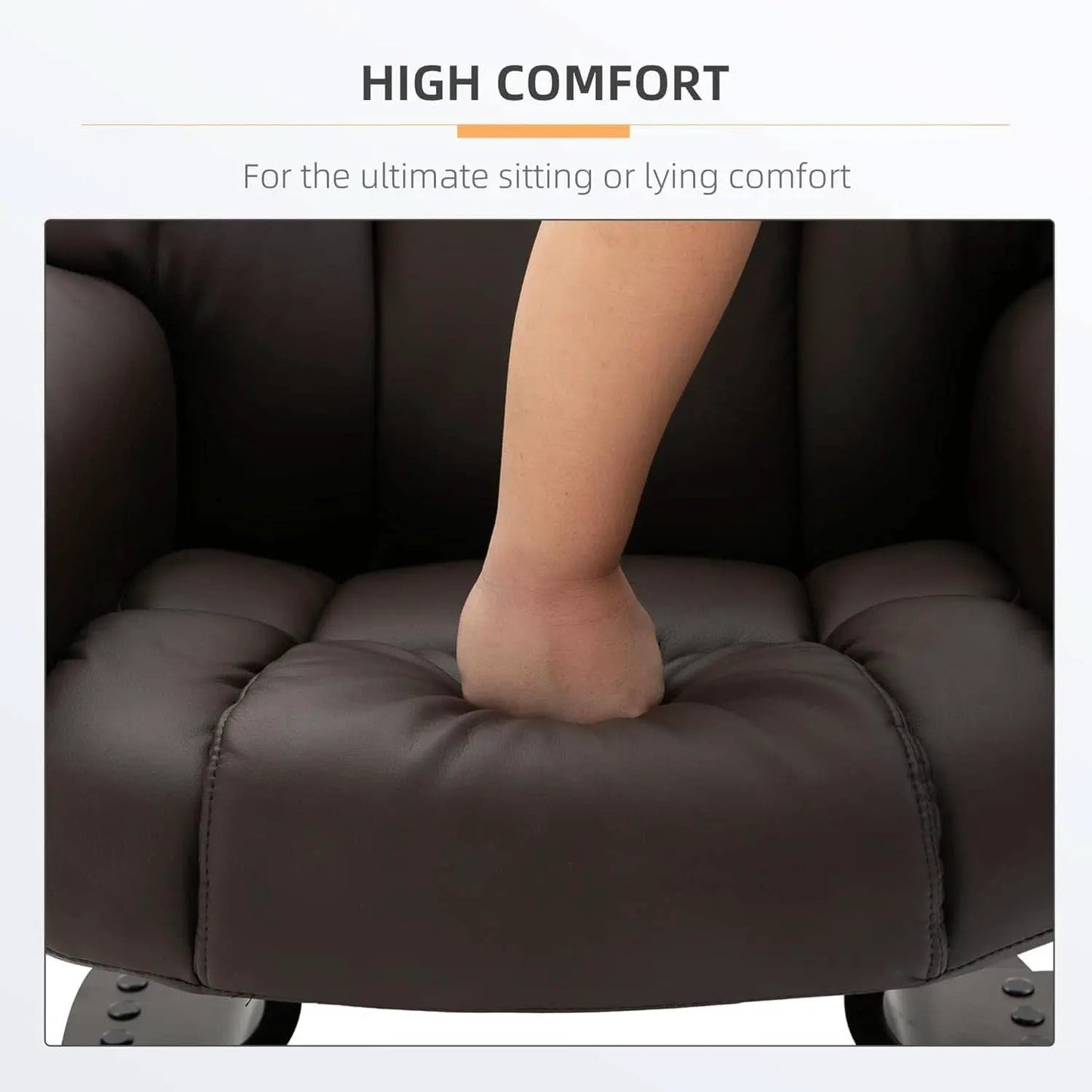 Brown Faux Leather Massage Recliner Chair With Ottoman from PriceLows™