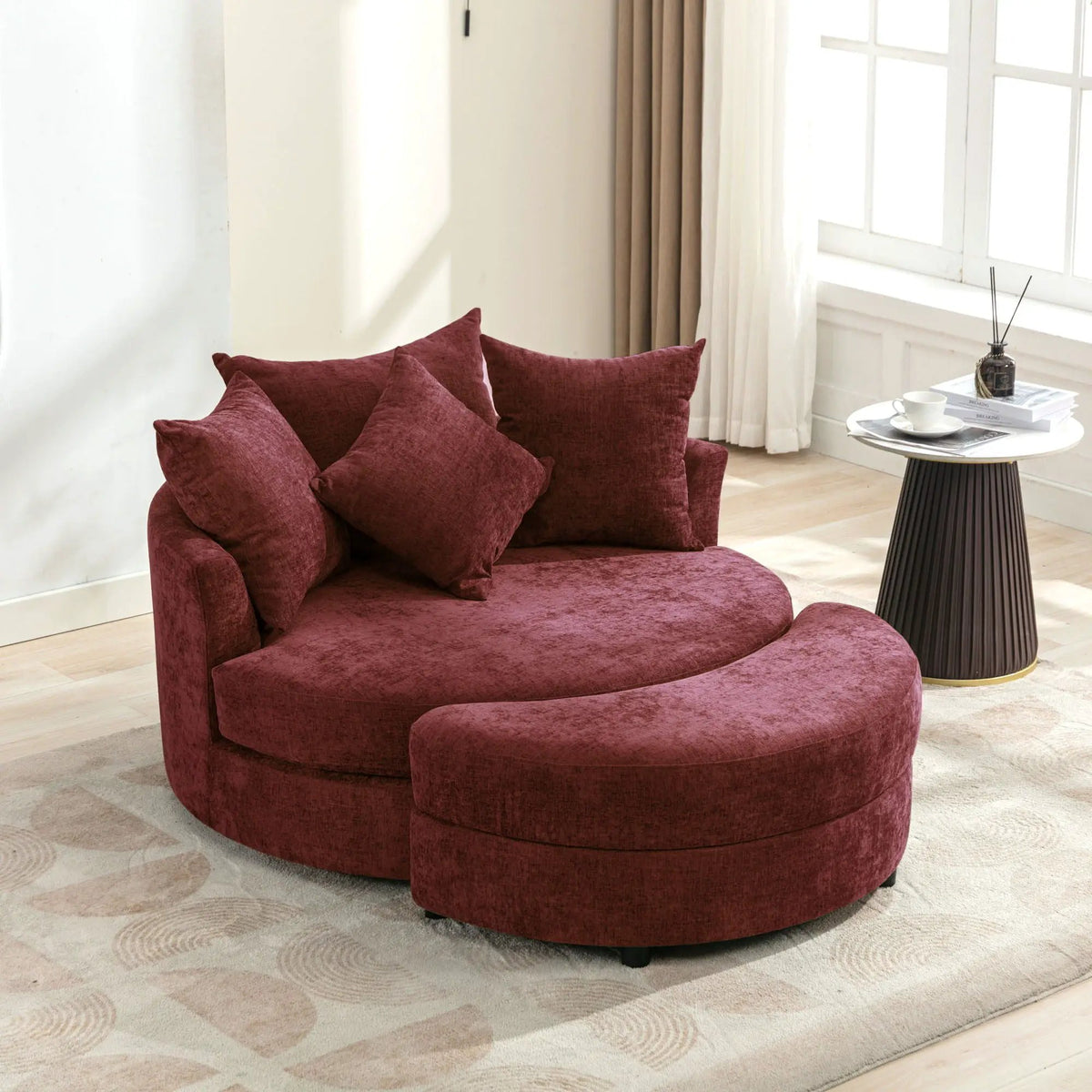 Swivel Accent Chair | 360 Degree Rotation | Ergonomic Padded Seat | Round Frame