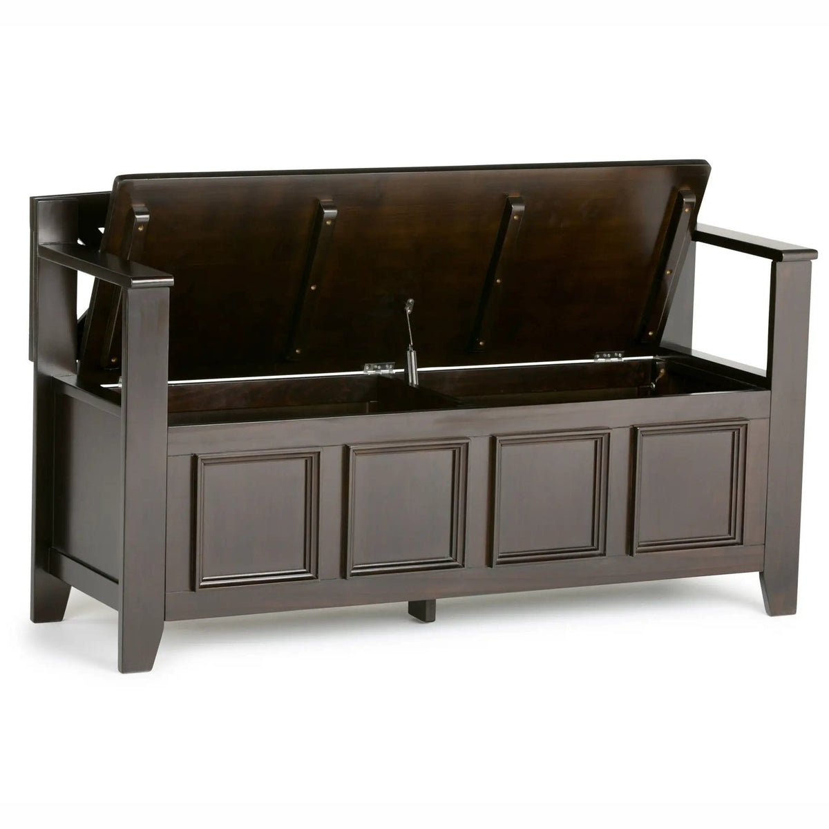 Amherst Entryway Storage Bench | 48 x 17 x 28 in | Solid Wood | Hickory Brown