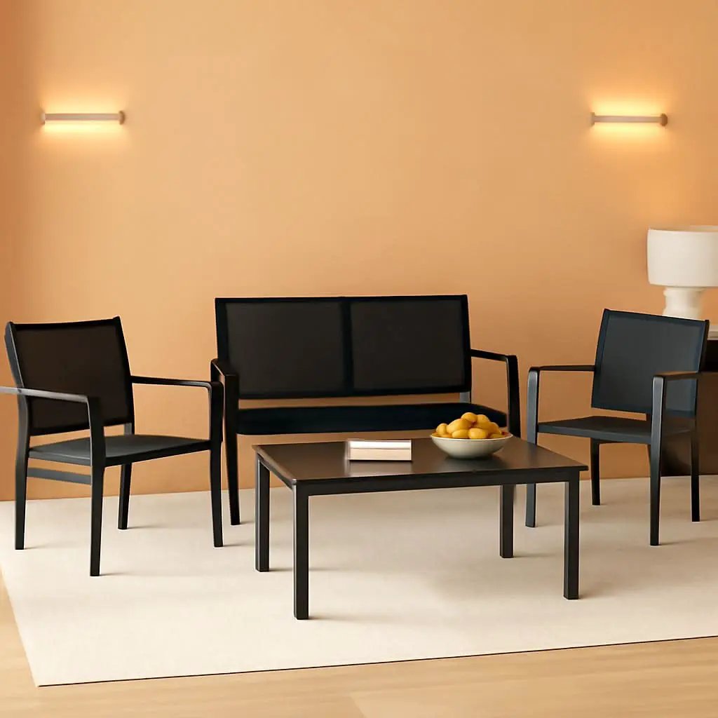 4 Piece Black Patio Furniture Set Outdoor Lounge Chairs from PriceLows™