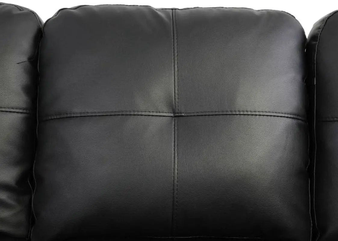 Black L Shaped 3 Piece Faux Leather Sofa Set With Storage Ottoman from PriceLows™