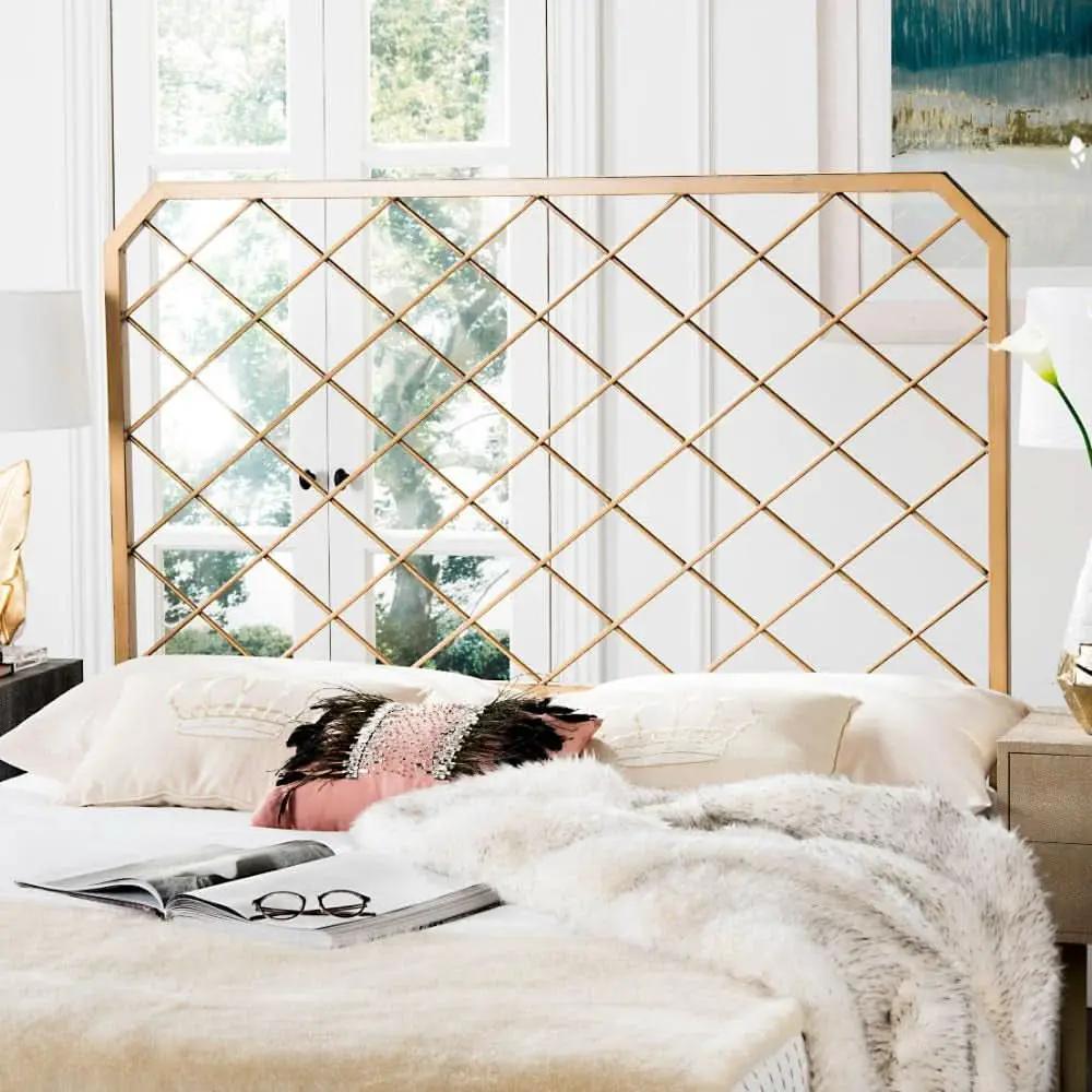 Queen Antique Gold Stitch Headboard for Stylish Bedrooms from PriceLows™