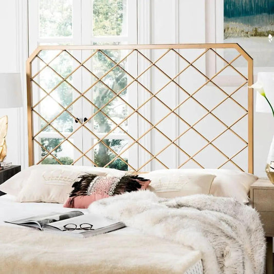 Queen Antique Gold Stitch Headboard for Stylish Bedrooms from PriceLows™