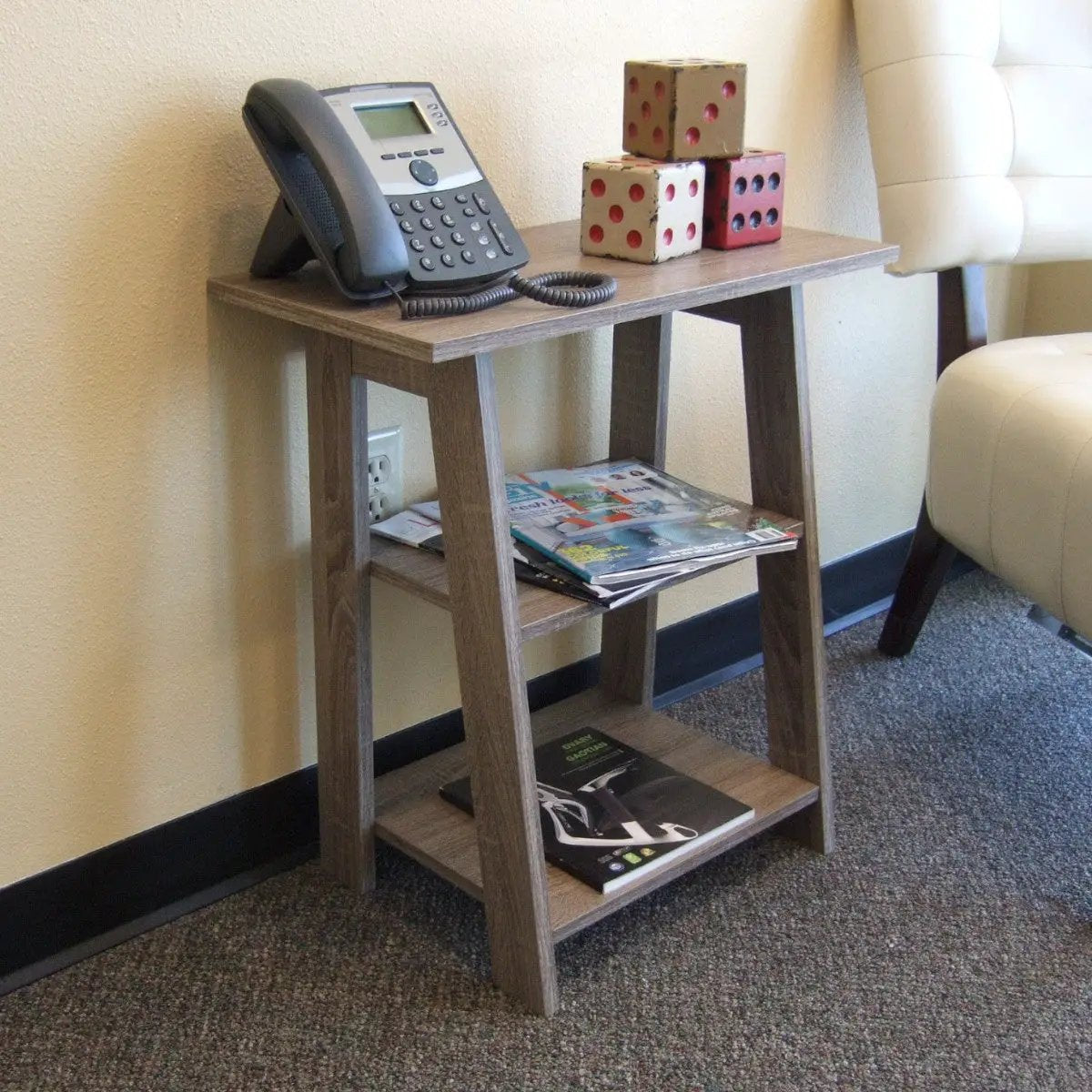 Side Table | Rustic Gray Finish | 24 Inch Height | Ladder Style