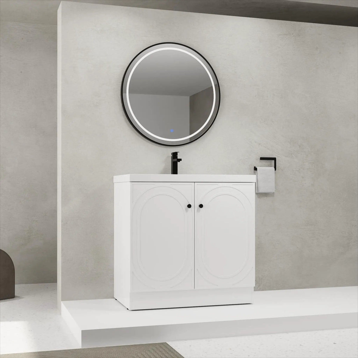 Contemporary Freestanding Bathroom Vanity With Resin Sink & Soft-Close Cabinet Doors | 7 Pieces | Stainless Steel & Plywood | Bathroom