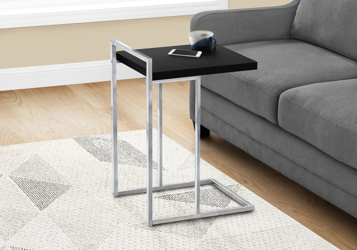 C-Shaped Accent Table | Sturdy Metal Base | Thick Rectangular Top | Portable And Lightweight