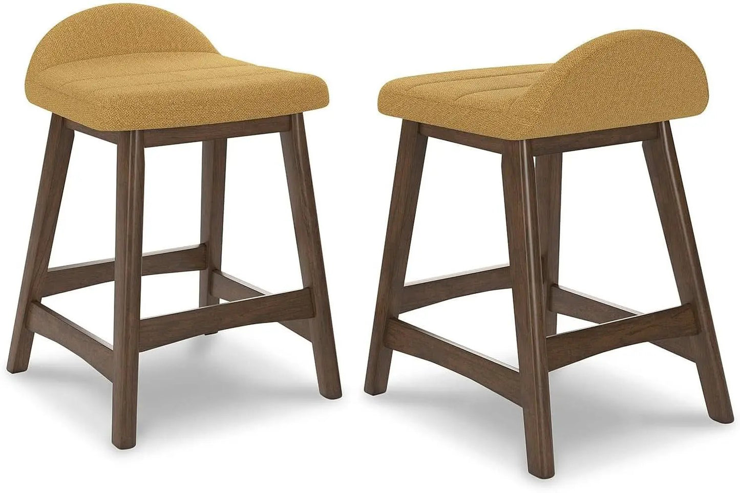 Mustard Brown Upholstered Counter Height Bar Stool Set Of 2 from PriceLows™