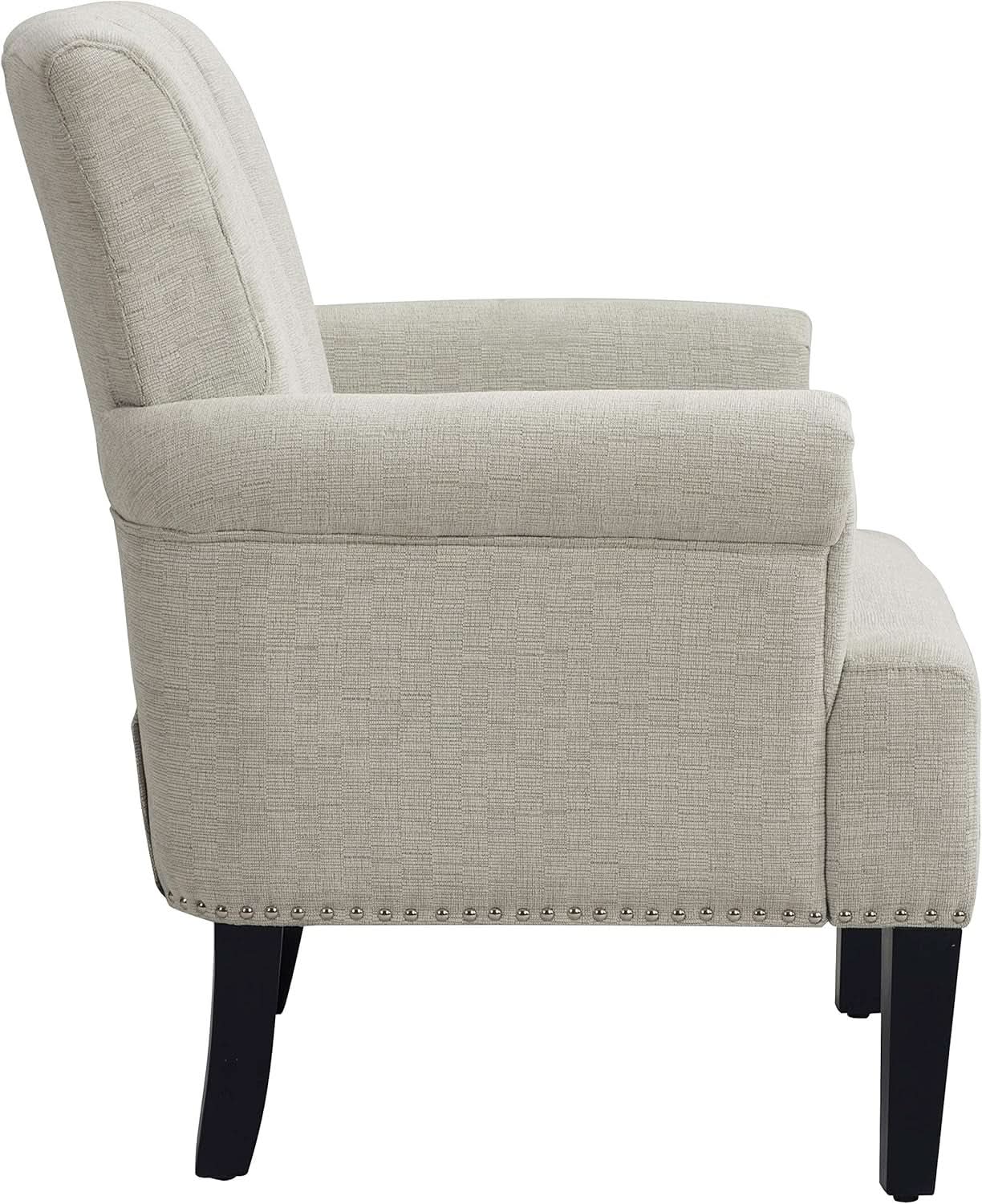 Cream Polyester Tufted Mid Century Upholstered Chair from PriceLows™