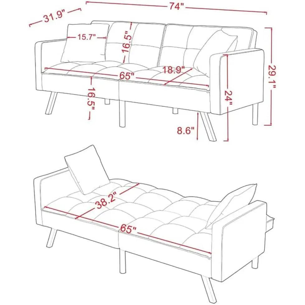 Adjustable Loveseat Sofa Bed With Split Back And Metal Legs from PriceLows™