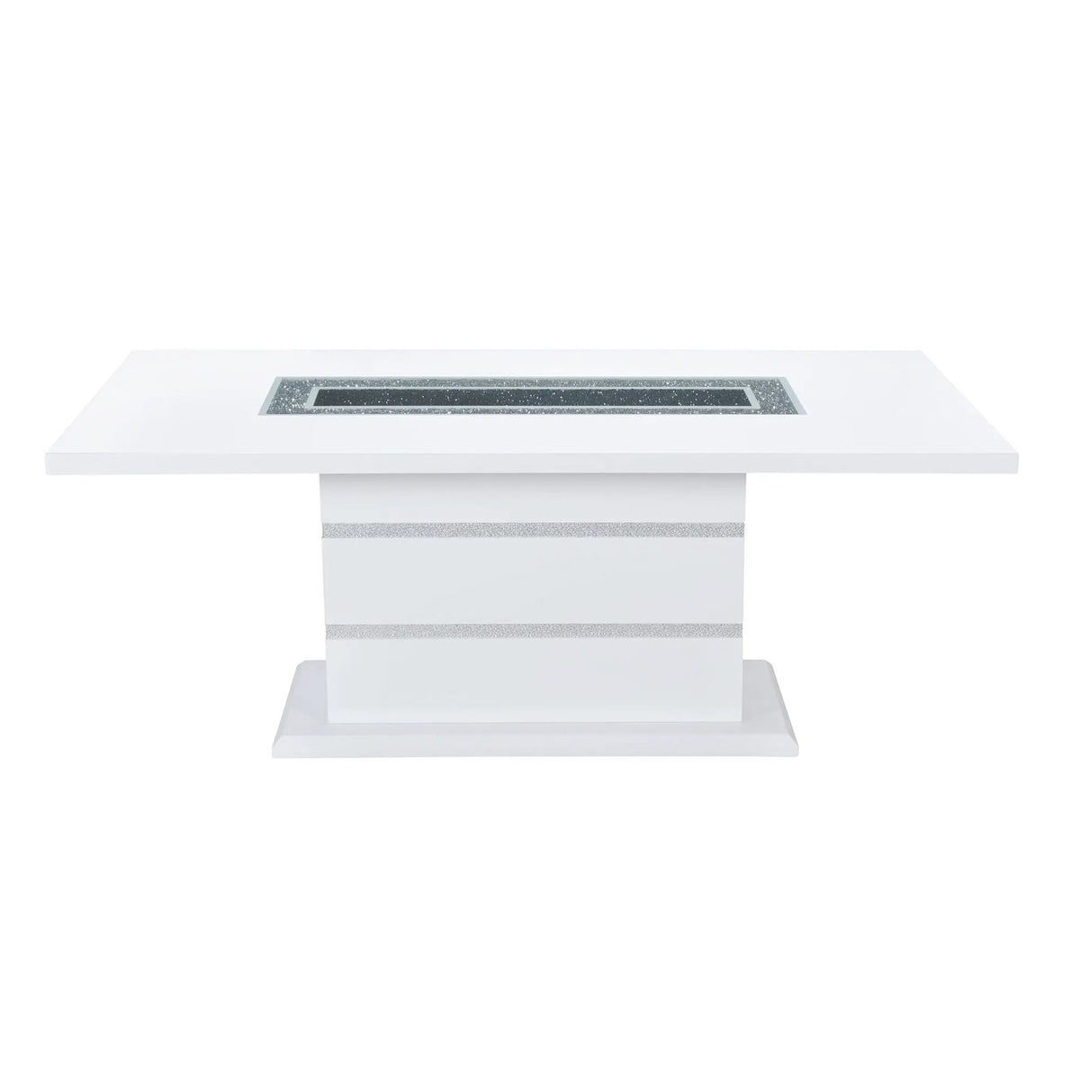 Ariya Dining Table | 79 Inch Width | High Gloss Finish | Glitter Detailing