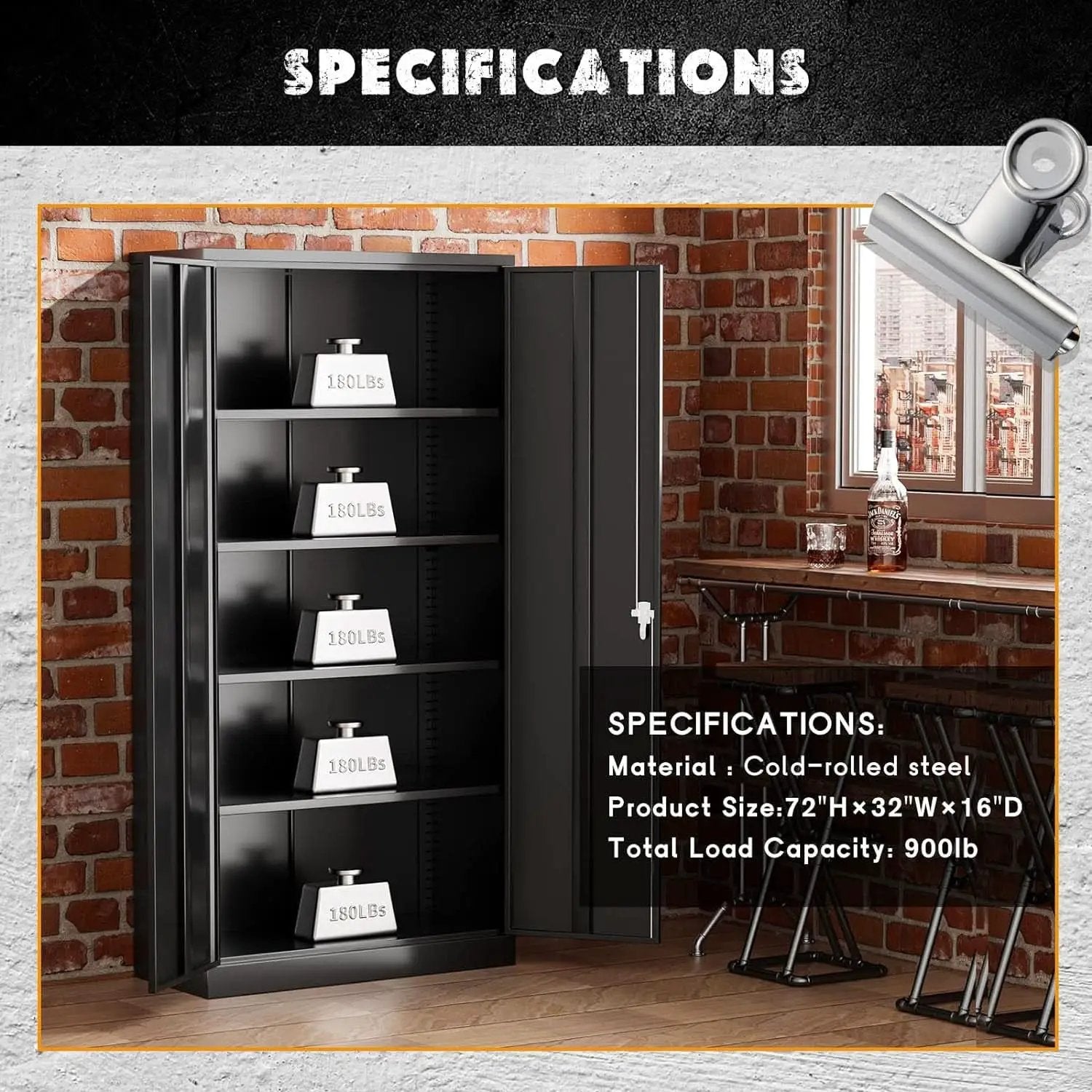 Black Locking Storage Cabinet With Shelves Heavy Duty from PriceLows™