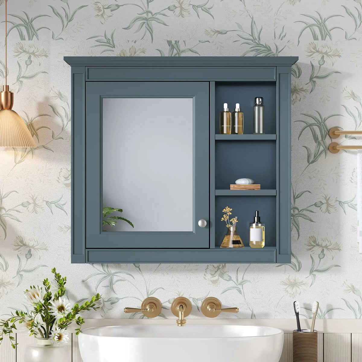 Modern Wall-Mounted Medicine Cabinet With Mirror | 2 Pieces | Iron & Mdf | Home