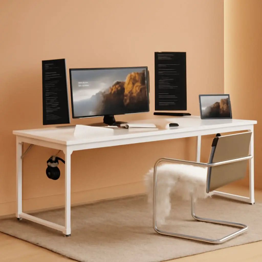 71 Inch White Computer Desk With USB Ports For Home Office from PriceLows™